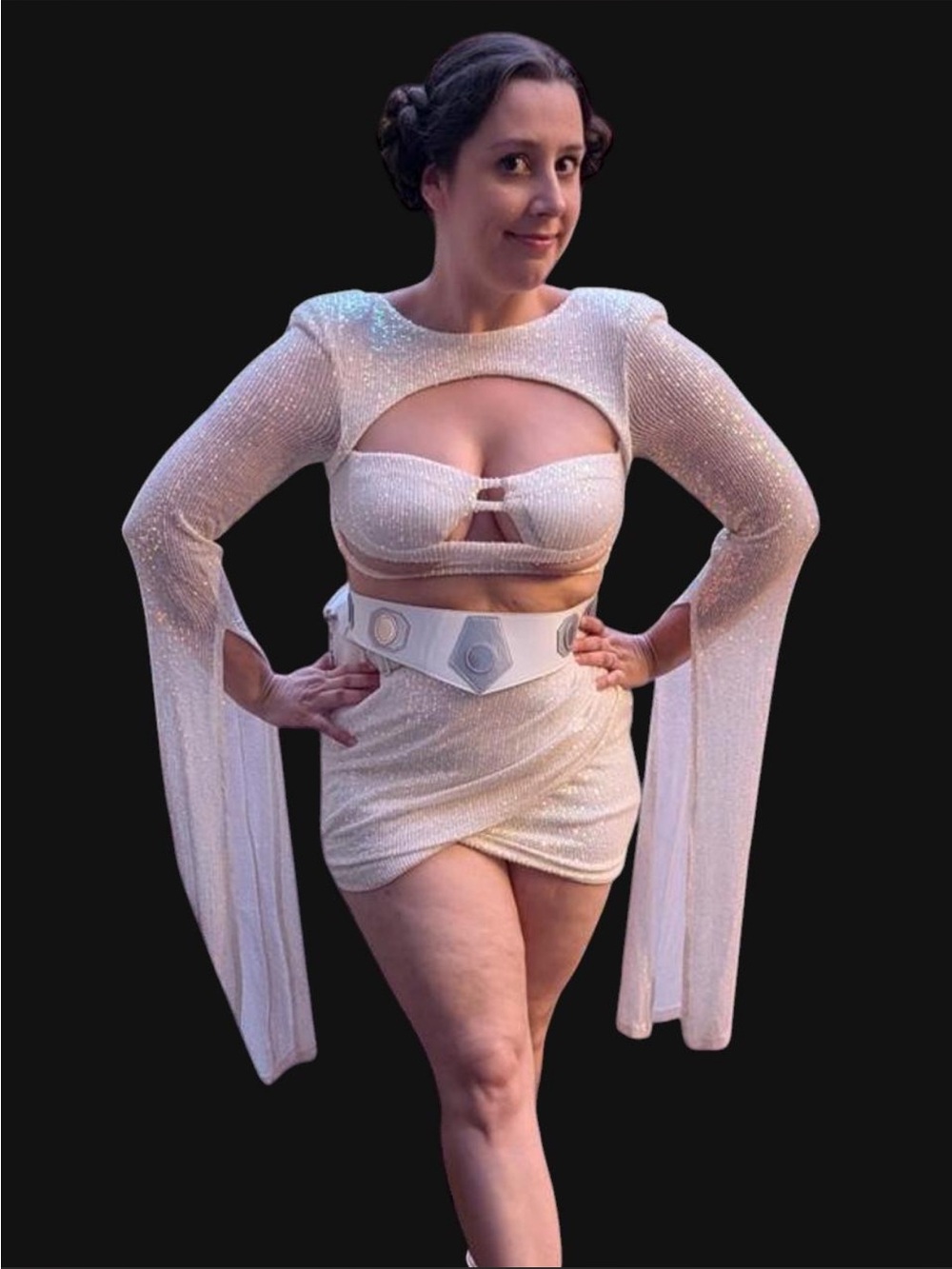Leia cosplay Sequin set and silver shorts